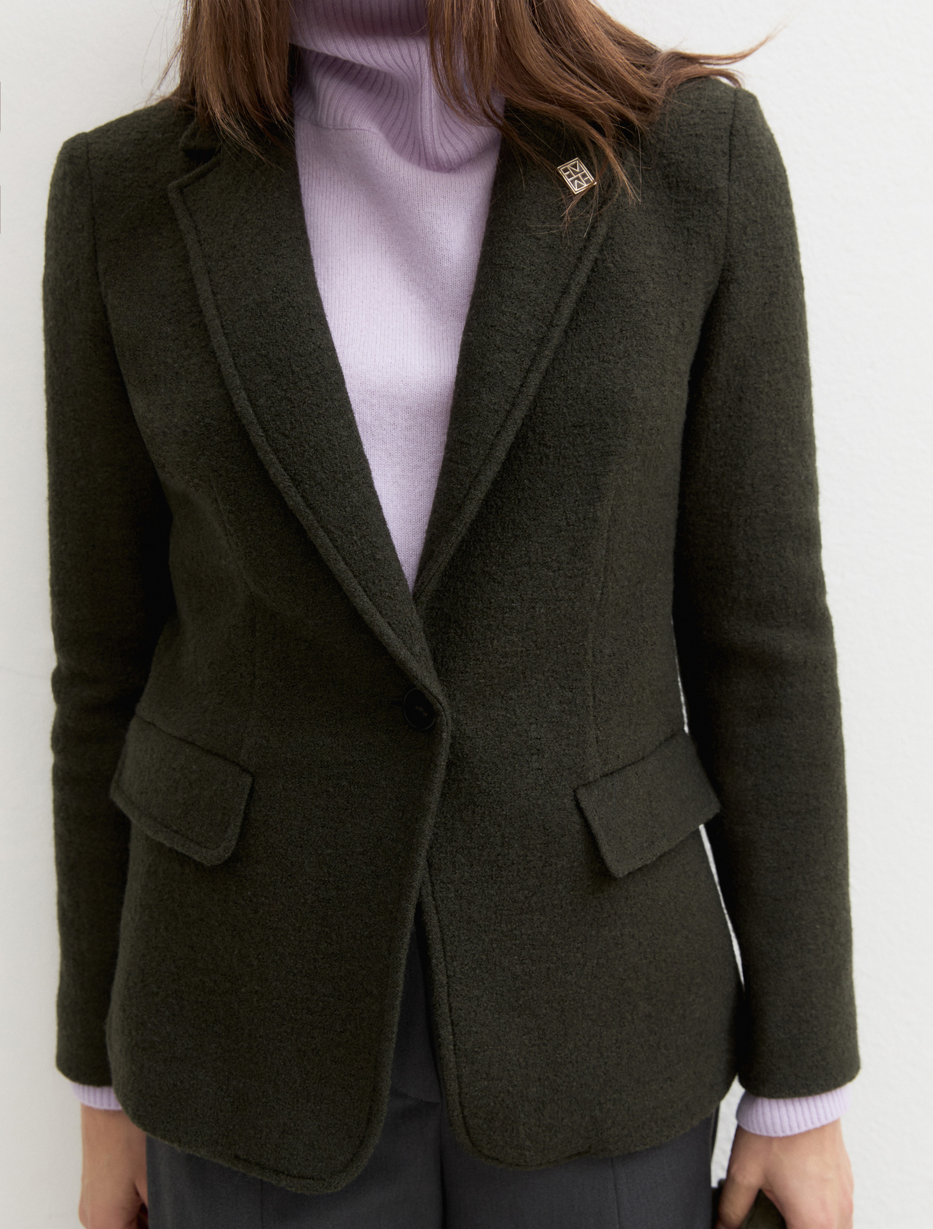 Boiled wool jersey blazer - MILITARY GREEN - Emme - 3