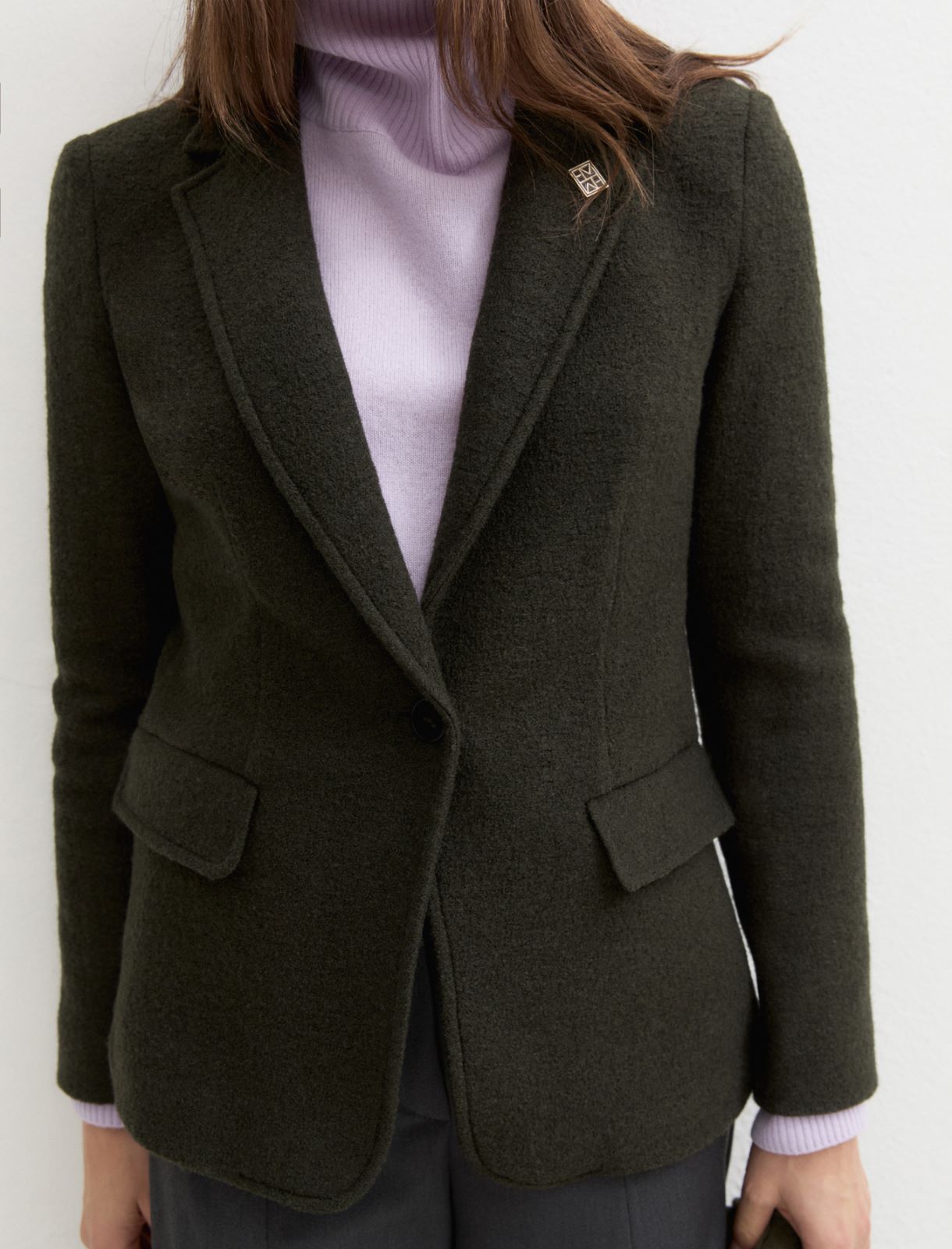 Boiled wool jersey blazer - MILITARY GREEN - Emme - 3