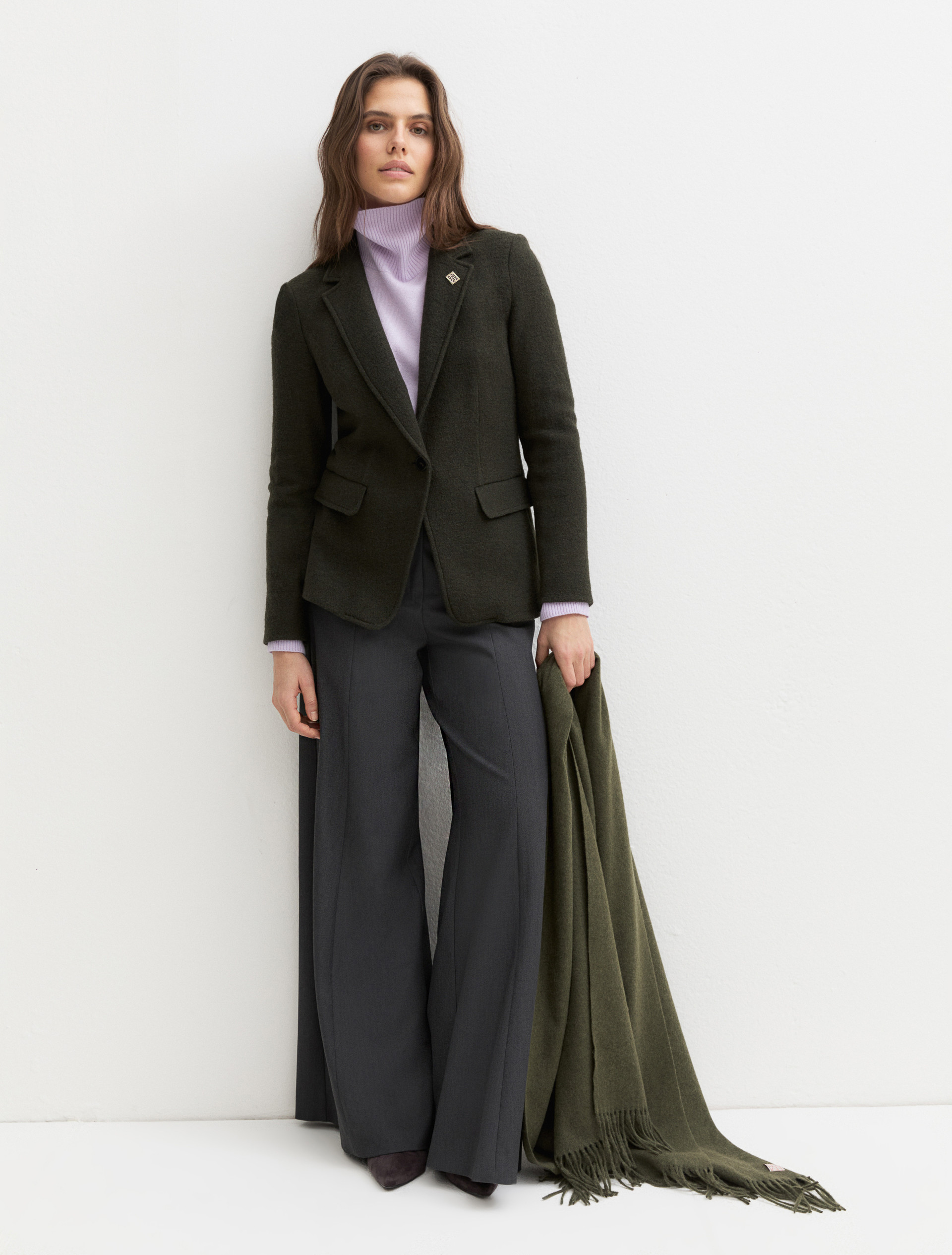 Boiled wool jersey blazer - MILITARY GREEN - Emme - 1