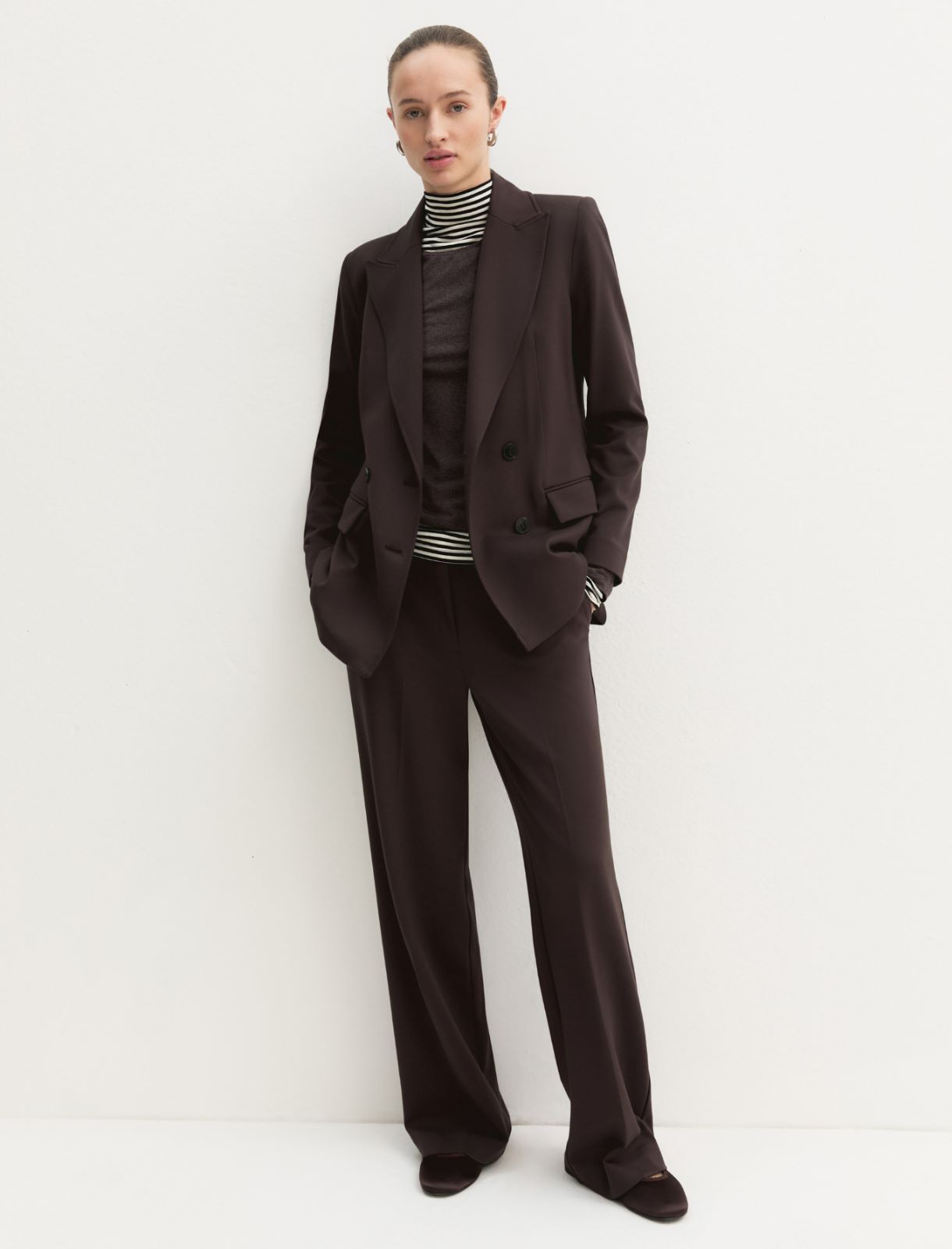 Blazer doppiopetto semiaderente in jersey - TESTA MORO - Emme