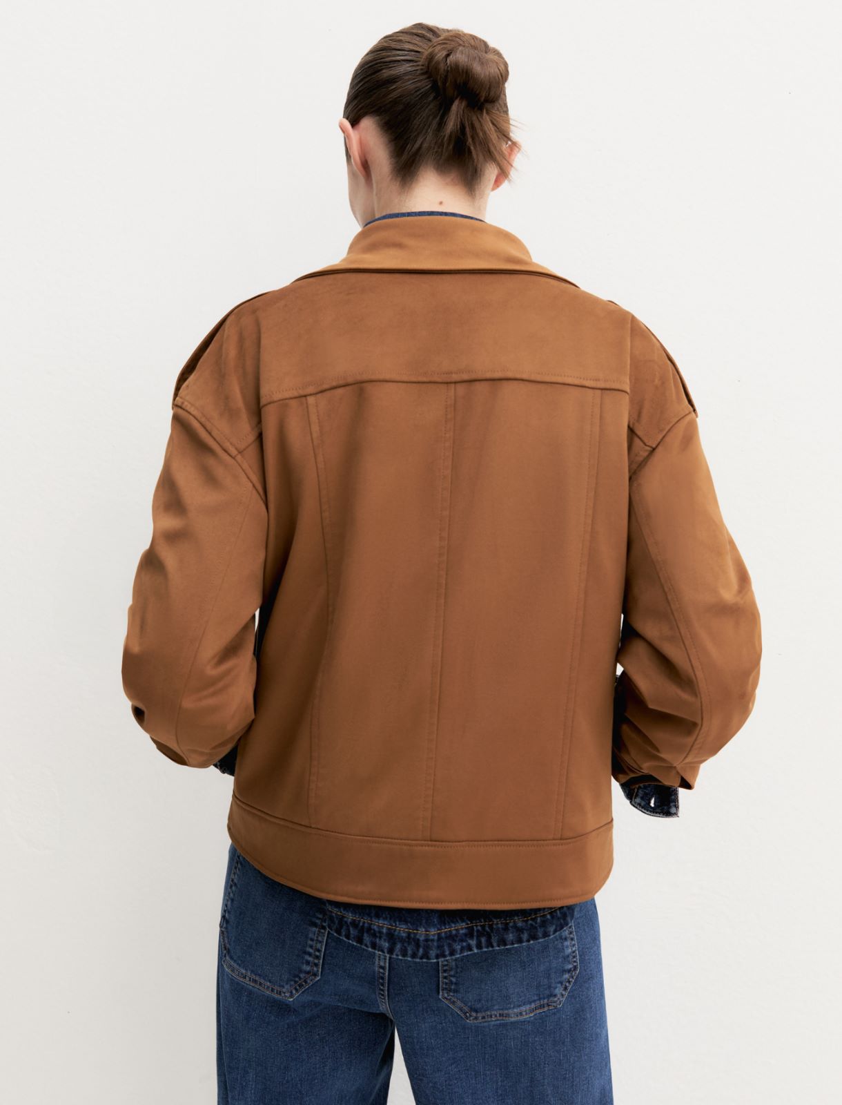 Biker jacket in jersey stretch - COGNAC - Emme - 2