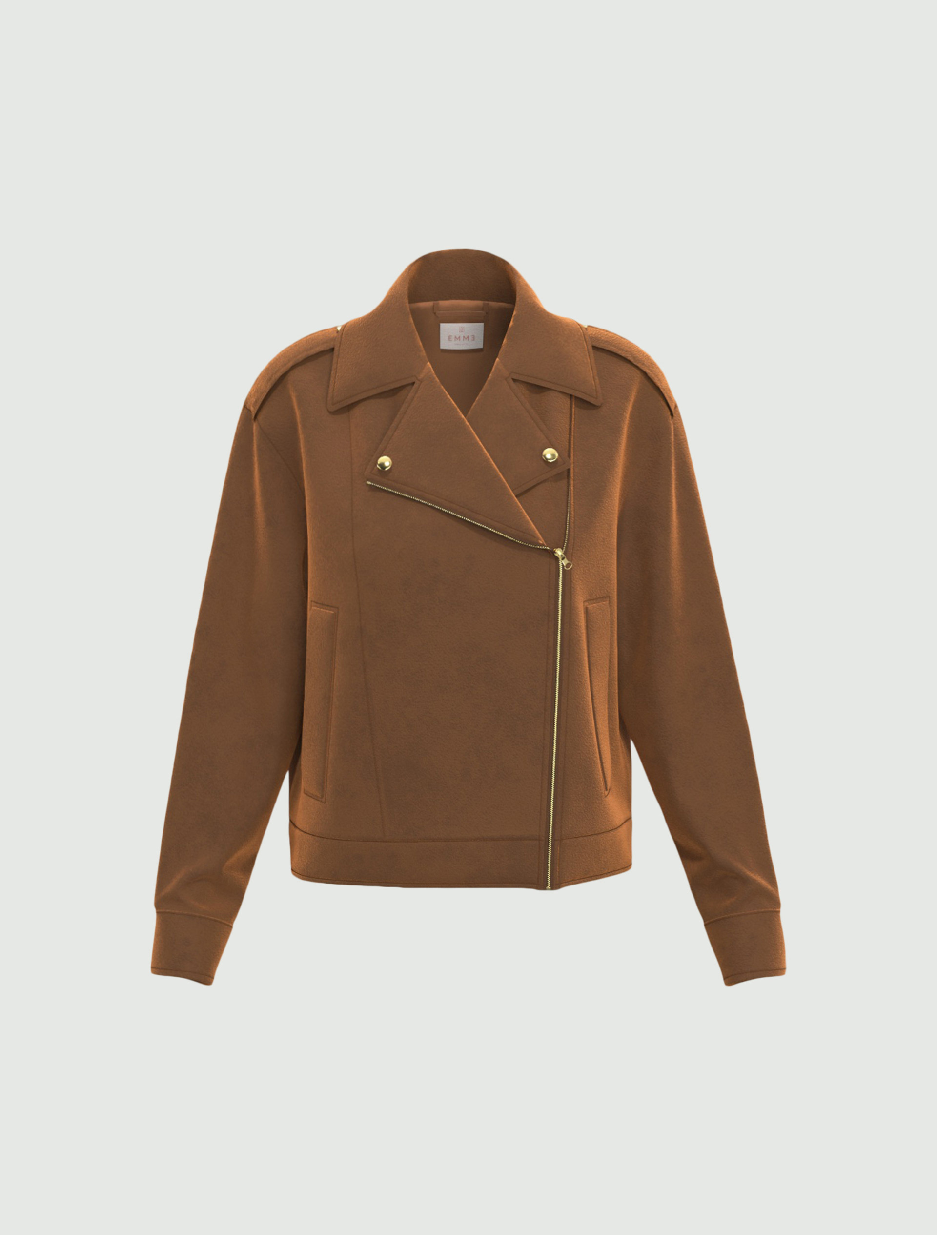 Biker jacket in jersey stretch - COGNAC - Emme - 6