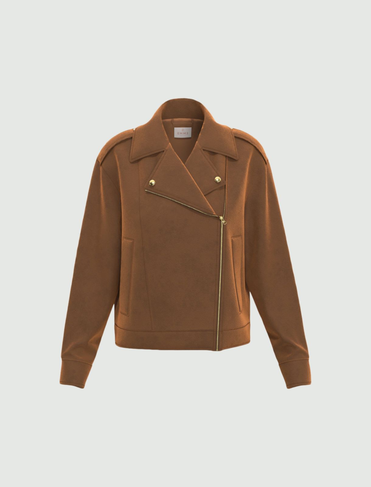 Biker jacket in jersey stretch - COGNAC - Emme - 6