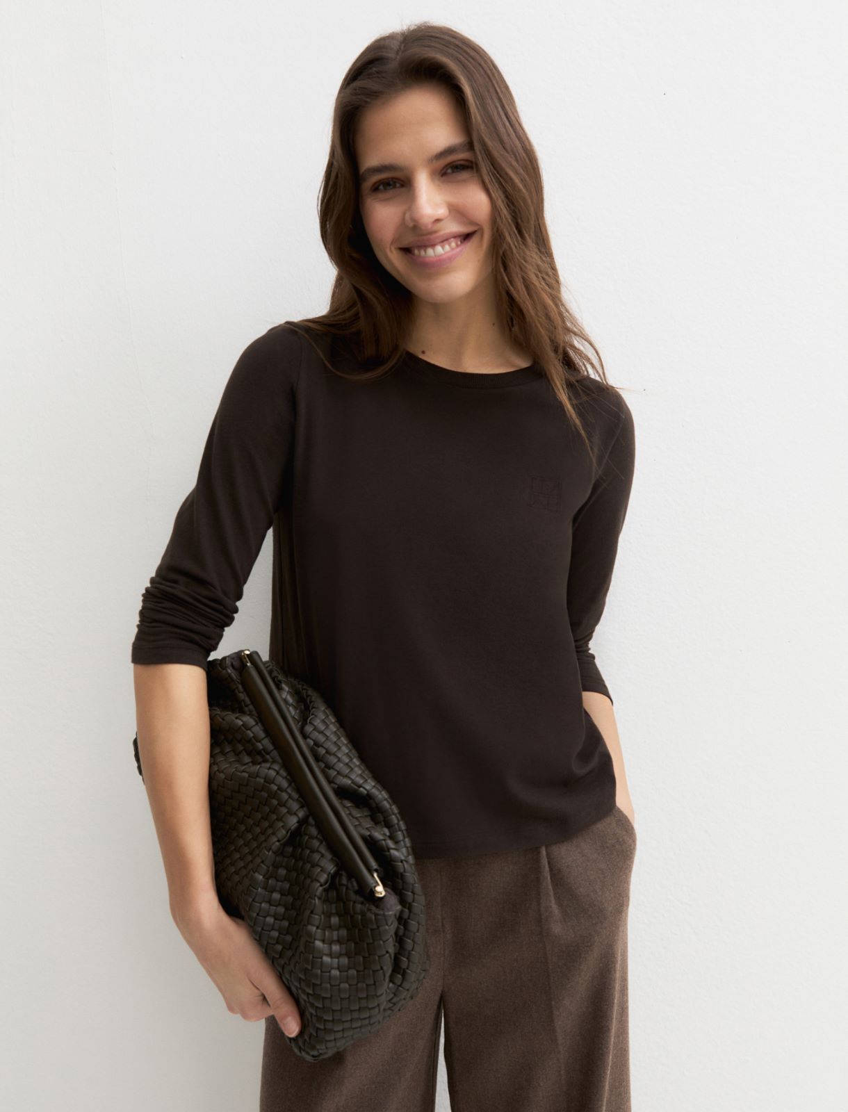 Long-sleeved T-shirt - DARK BROWN - Emme - 4