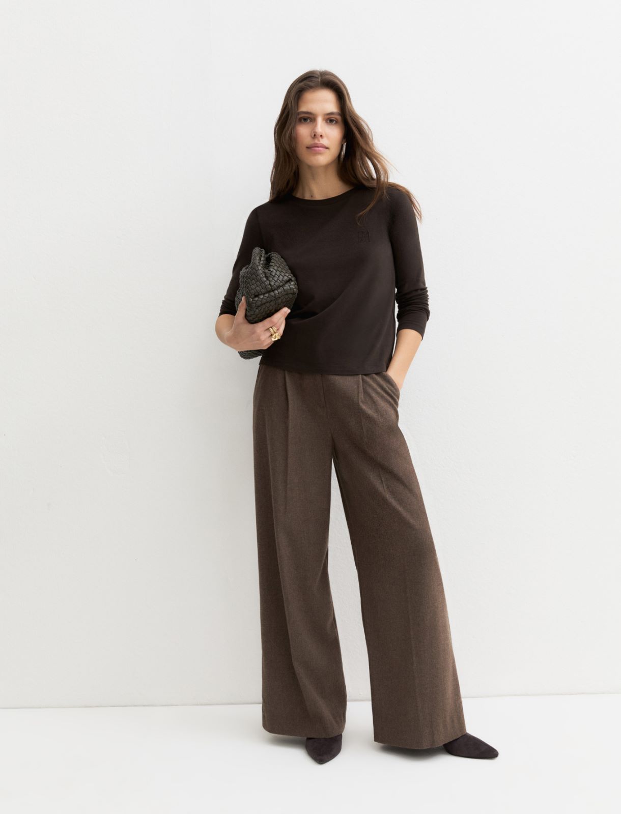 Long-sleeved T-shirt - DARK BROWN - Emme