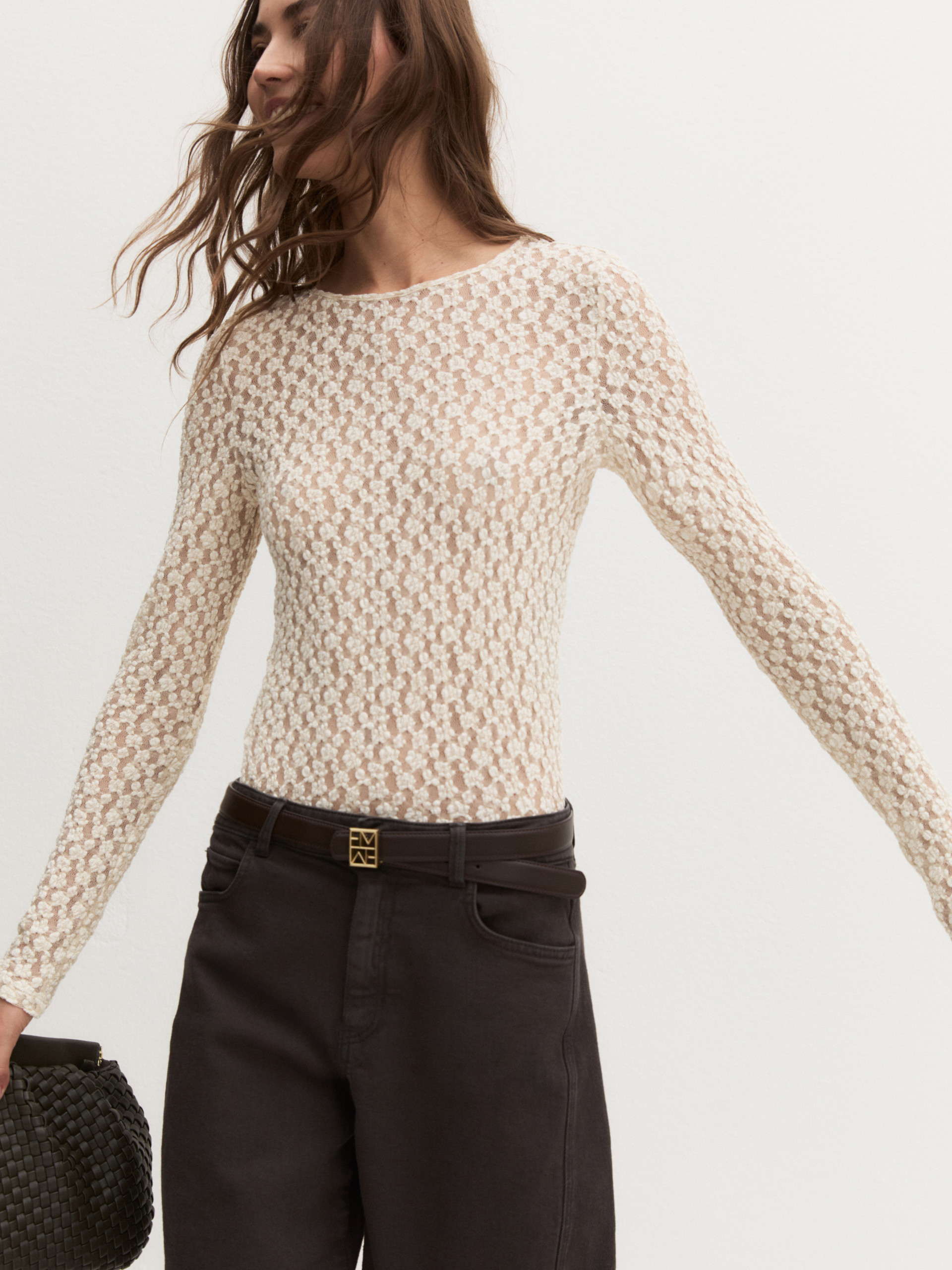T-shirt in pizzo - BIANCO LANA - Emme - 3