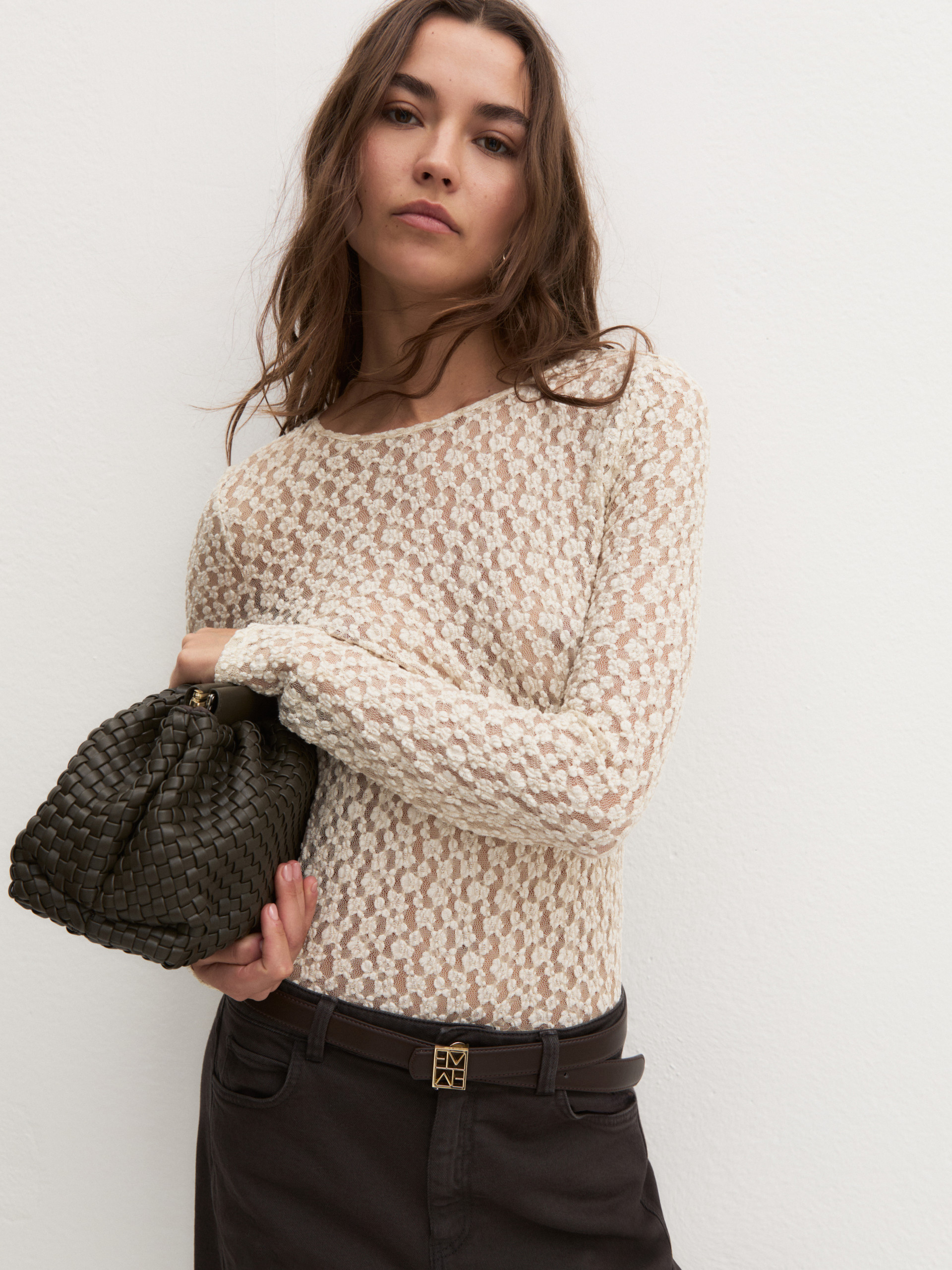 T-shirt in pizzo - BIANCO LANA - Emme - 1