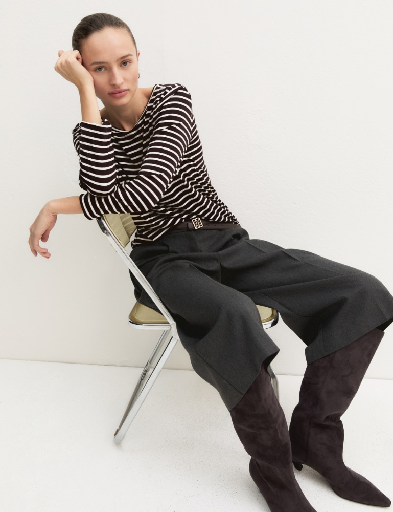 T-shirt in viscosa stretch - MARRONE