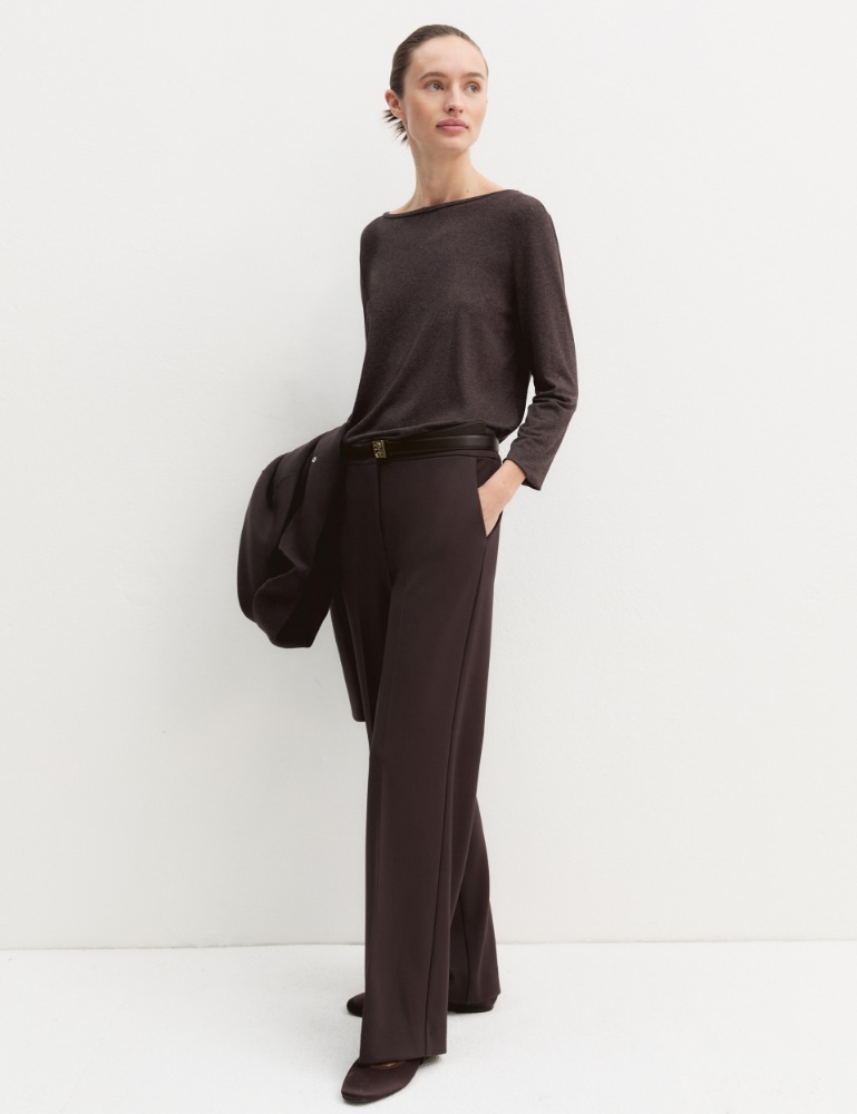 T-shirt in viscosa stretch - MARRONE
