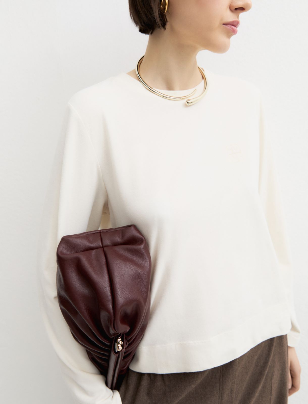 Long-sleeved T-shirt with side vents - WOOL WHITE - Emme - 3