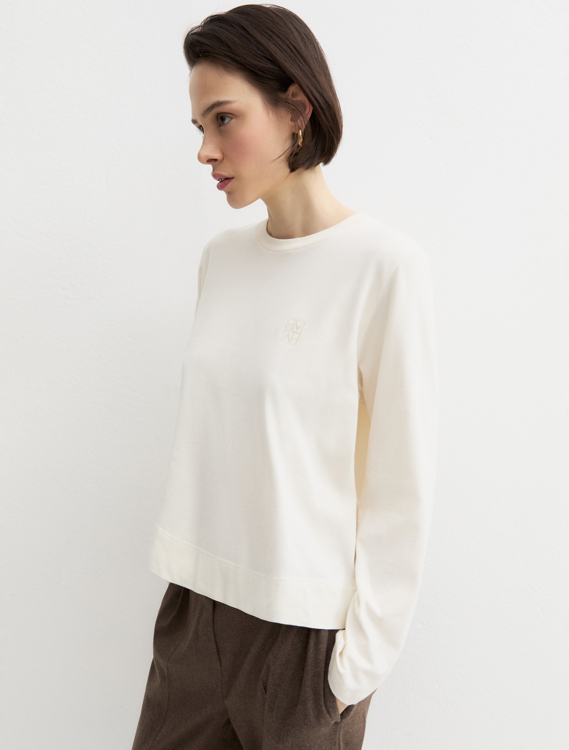 Long-sleeved T-shirt with side vents - WOOL WHITE - Emme - 4