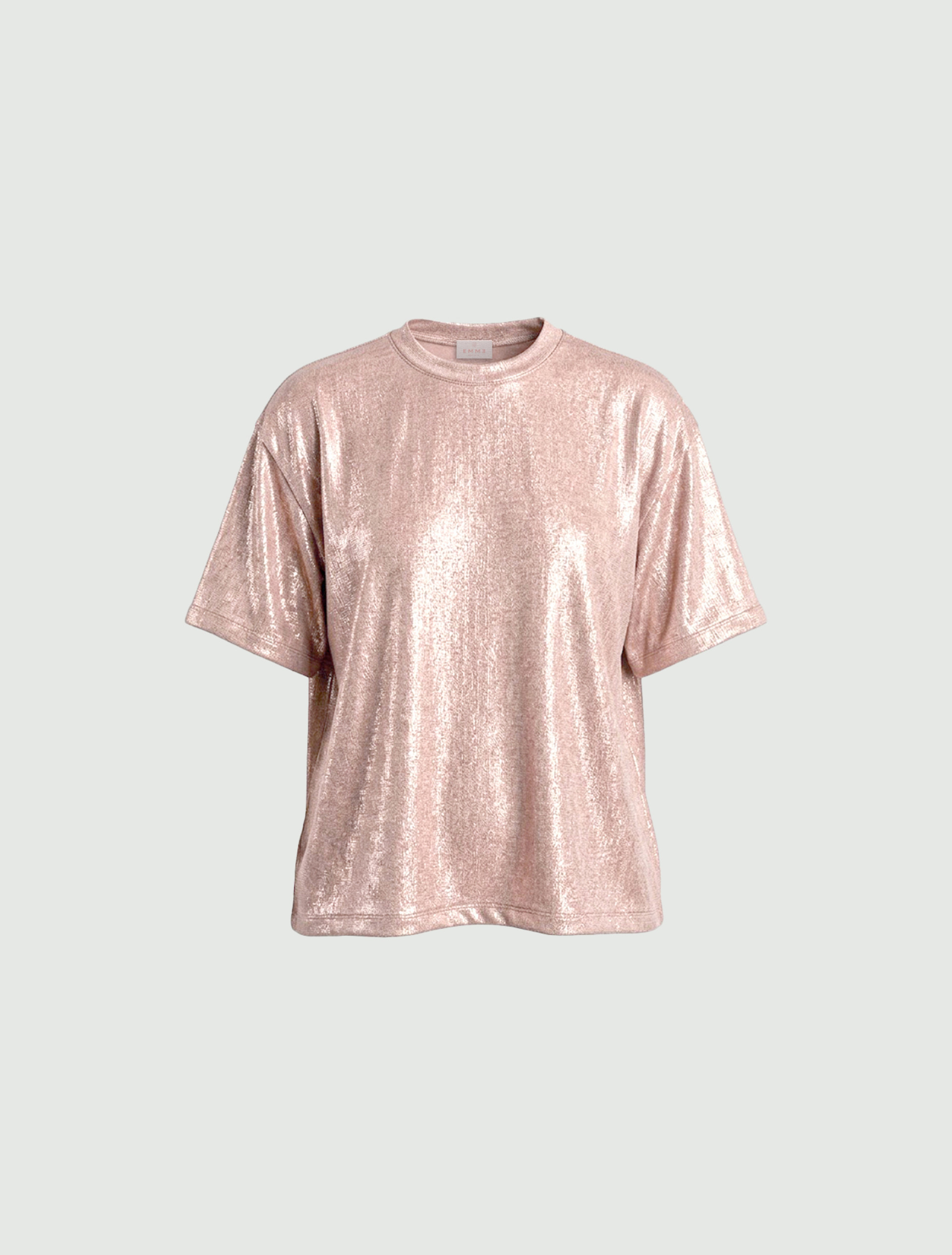 Boxy crinkle-finish jersey T-shirt - PINK - Emme - 6