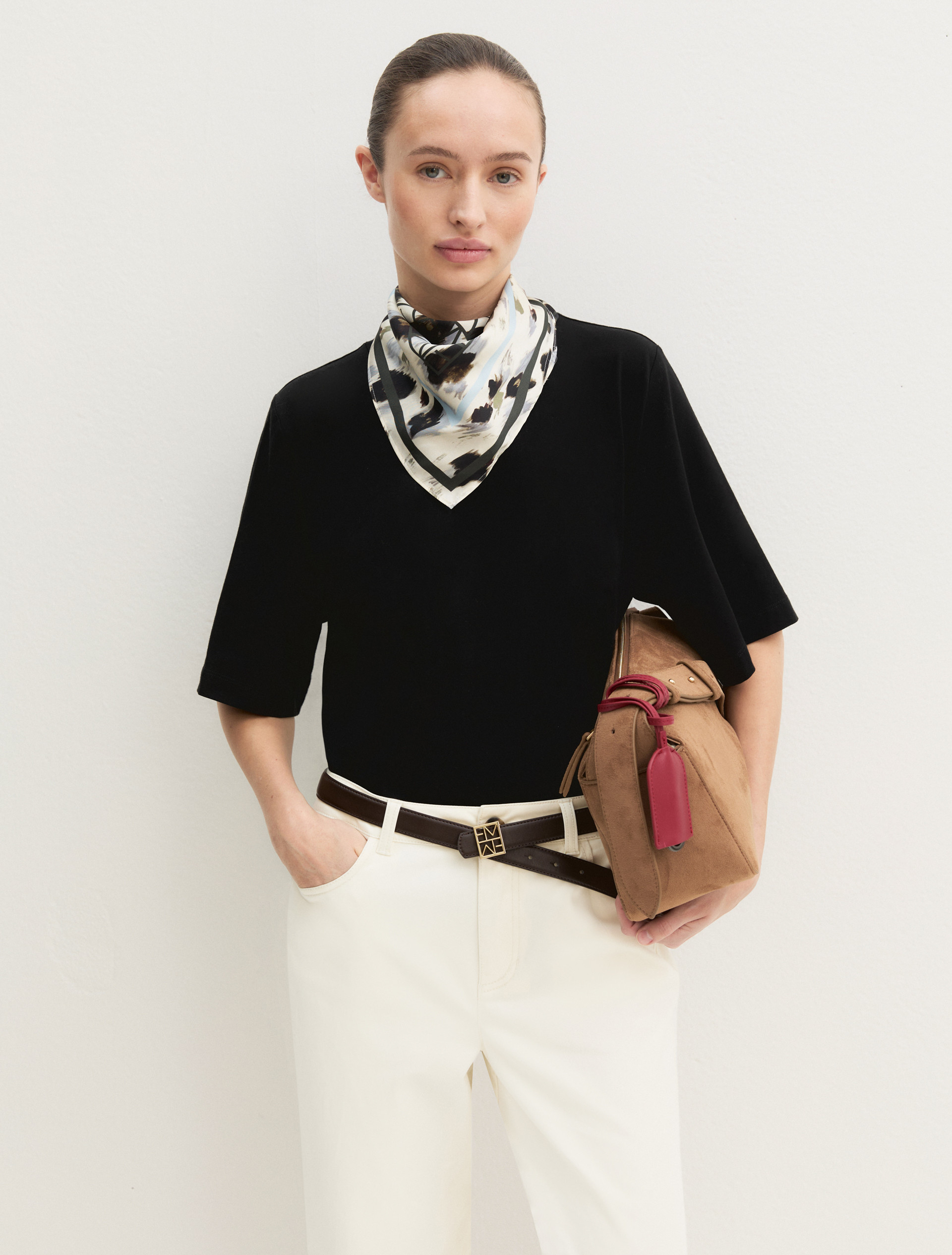 T-shirt in cotone stretch - NERO - Emme - 1