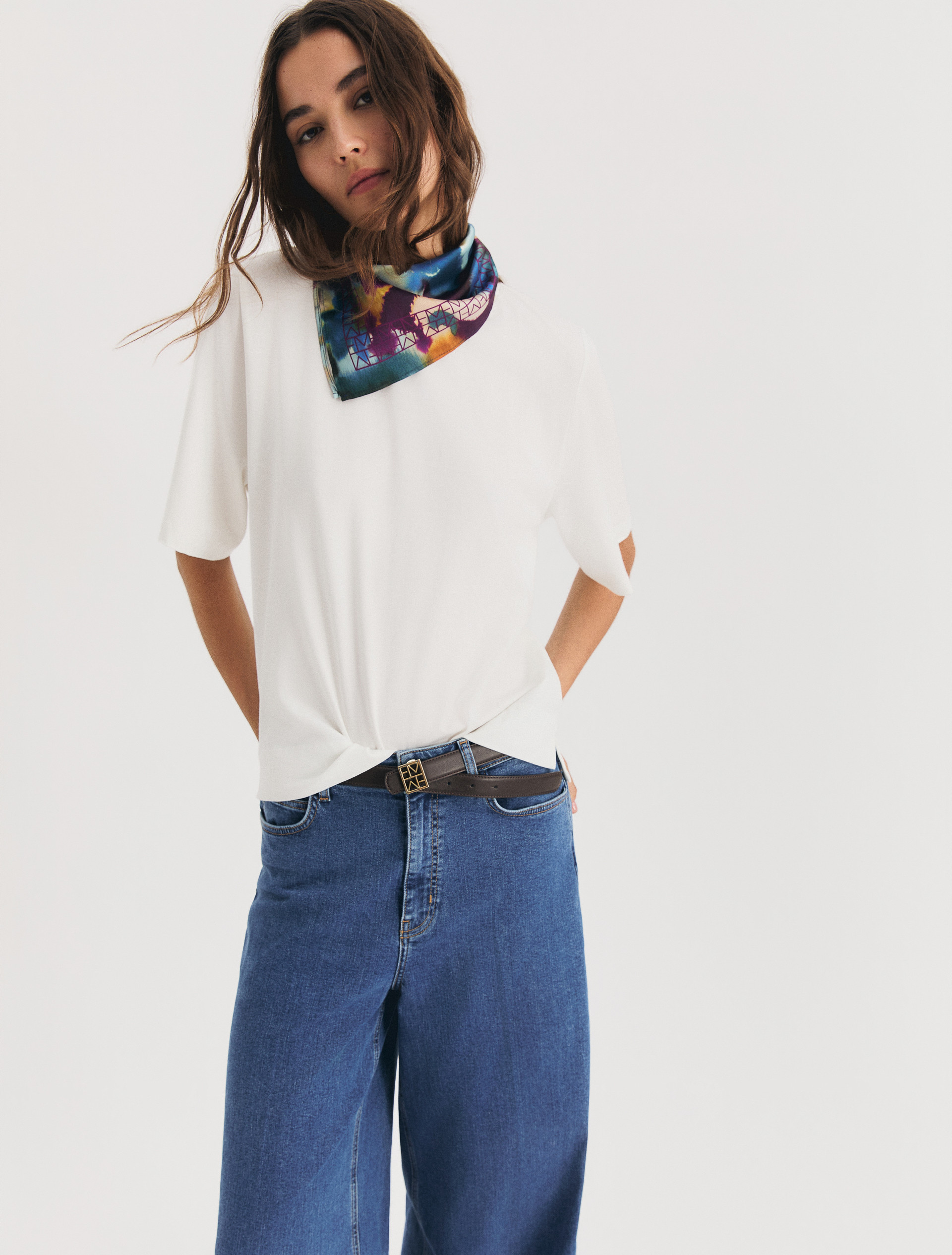 Stretch-cotton T-shirt - WHITE - Emme - 3